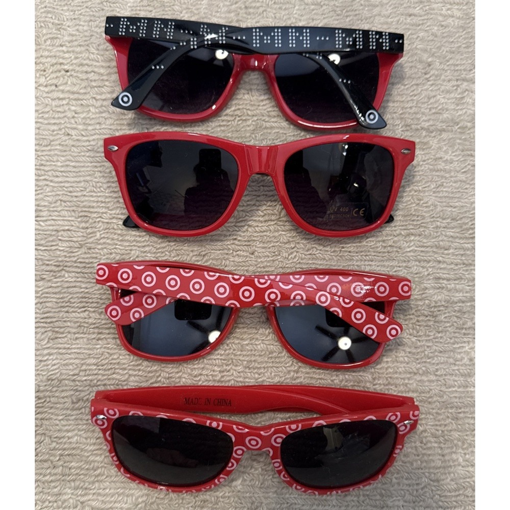 4 pairs of NEW Target Sunglasses- CLASSIC RED AND WHITE BULL'S-EYE LOGO NWT